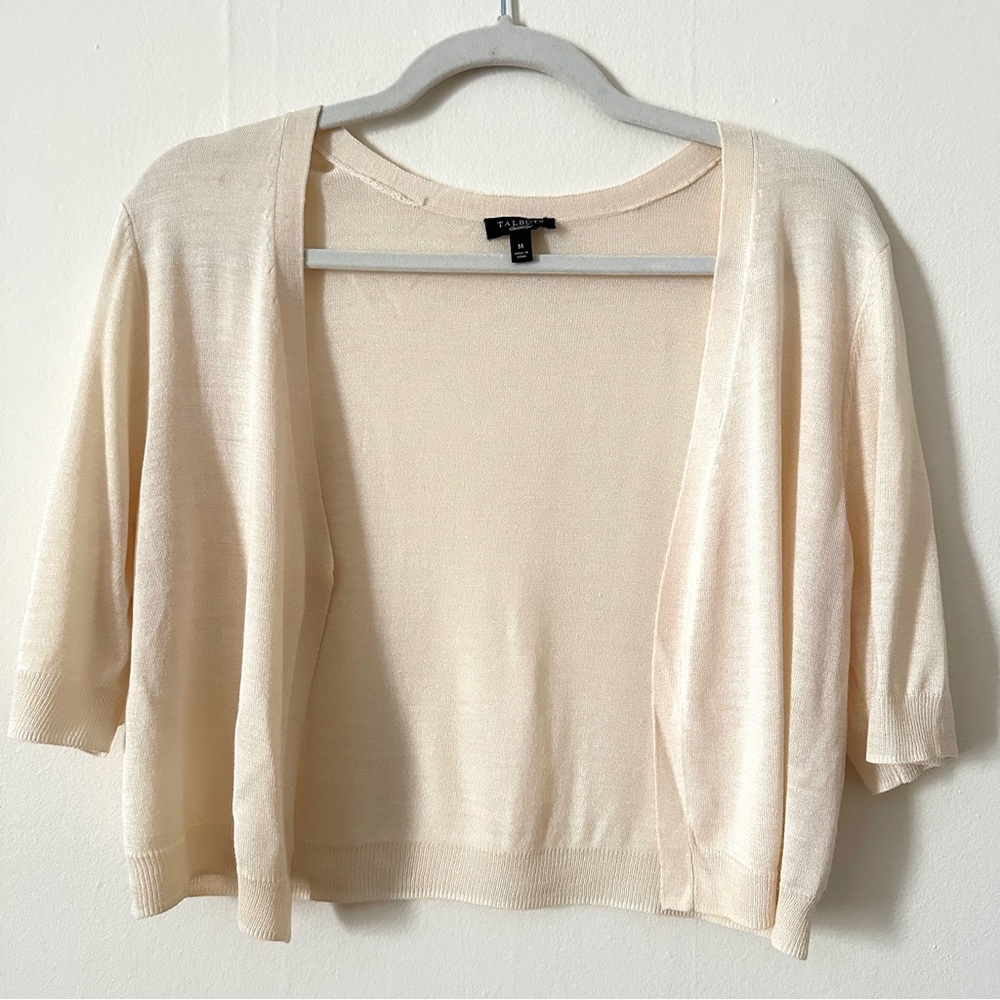 Vintage Talbots 100% Silk Cream Shrug Cardigan, size M